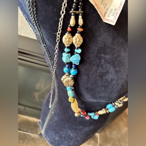 Chico’s belt, vintage, NWT, Blue Lagoon Belt mixed metals and stones. 2 strands - Picture 10 of 13